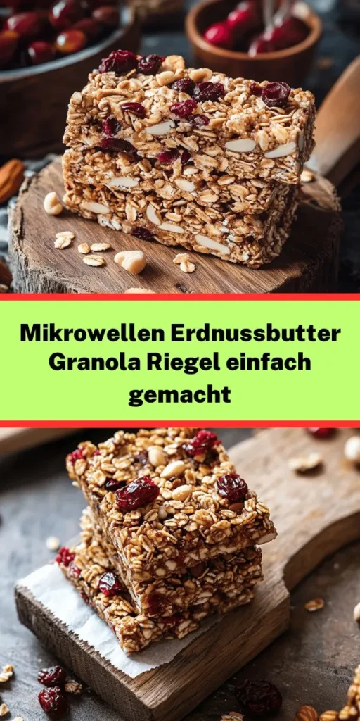 Entdecke das Rezept für die einfachsten mikrowellengeeigneten Erdnussbutter-Granoliriegel! Diese köstlichen und zähen Riegel sind in nur 10 Minuten zubereitet und perfekt als Snack für unterwegs. Mit Haferflocken, cremiger Erdnussbutter, Honig und deiner Wahl an Nüssen sowie Trockenfrüchten sind sie nicht nur gesund, sondern auch super lecker. Einfach mischen, kühlen und genießen! Ideal für die gesamte Familie!