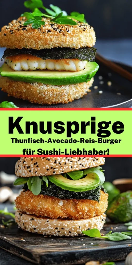 Entdecke den perfekten Genuss mit unseren knusprigen Thunfisch-Avocado-Reis-Burger! Diese außergewöhnliche Fusion aus frischem Thunfisch, cremiger Avocado und knackigem Sushi-Reis vereint die besten Aromen der asiatischen Küche. Die Burger werden in Panko goldbraun frittiert und auf Nori-Blättern serviert – ideal zum Dippen in Sojasauce. Perfekt für ein schnelles Mittagessen oder ein leckeres Abendessen mit Freunden. Hol dir jetzt das Rezept und genieße diesen köstlichen Burger-Traum!