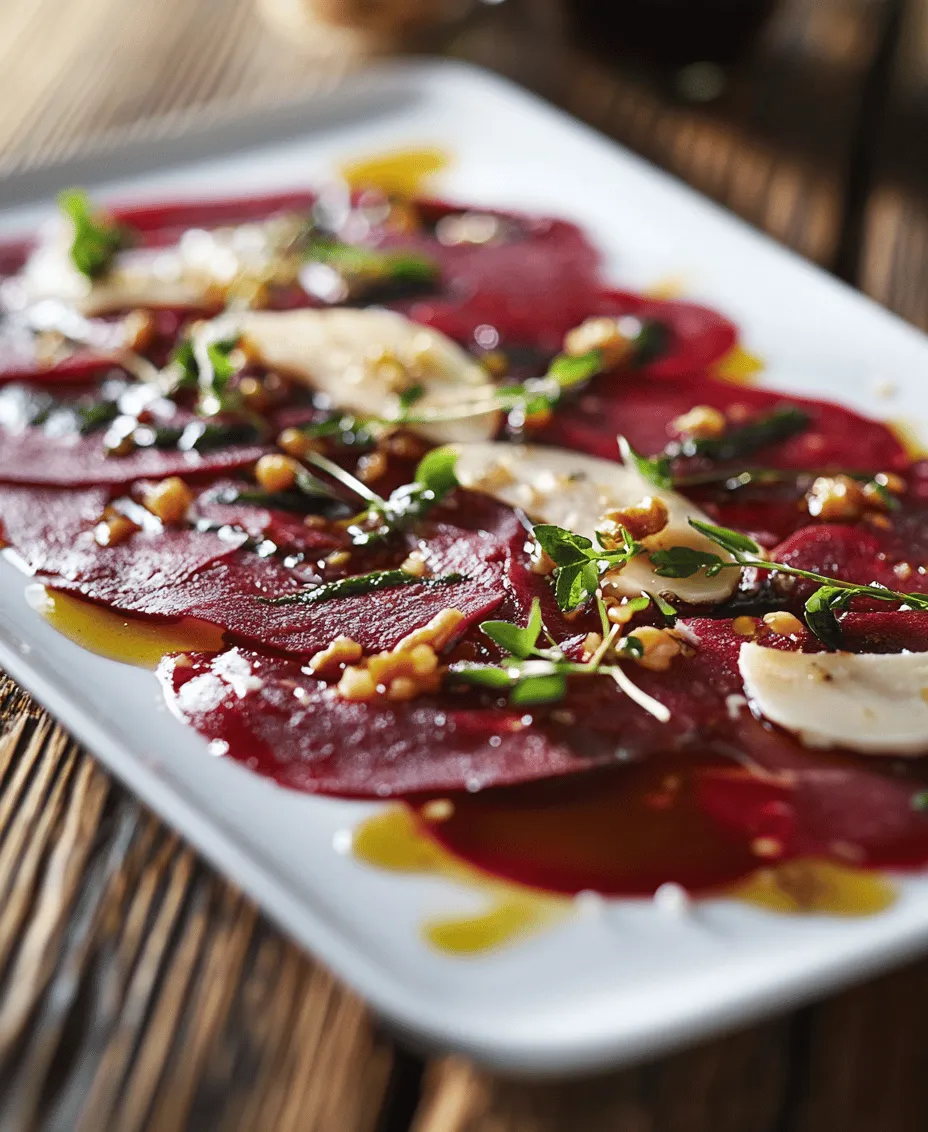 Die rote Bete ist nicht nur ein wahres Superfood, sondern auch ein kulinarischer Genuss, der sich perfekt für eine Vielzahl von Gerichten eignet. Ihre tiefrote Farbe und der erdige Geschmack machen sie zu einer außergewöhnlichen Zutat, die in der modernen Küche immer mehr an Bedeutung gewinnt. In diesem Artikel stellen wir Ihnen ein köstliches Rezept für Rote Bete-Carpaccio mit Ziegenkäse und Walnüssen vor. Dieses Gericht vereint die erdigen Aromen der Roten Bete mit dem würzigen Geschmack des Ziegenkäses und der Knusprigkeit der Walnüsse. Ideal als Vorspeise oder leichtes Hauptgericht, wird es Ihre Gäste beeindrucken und Ihre Sinne verwöhnen.