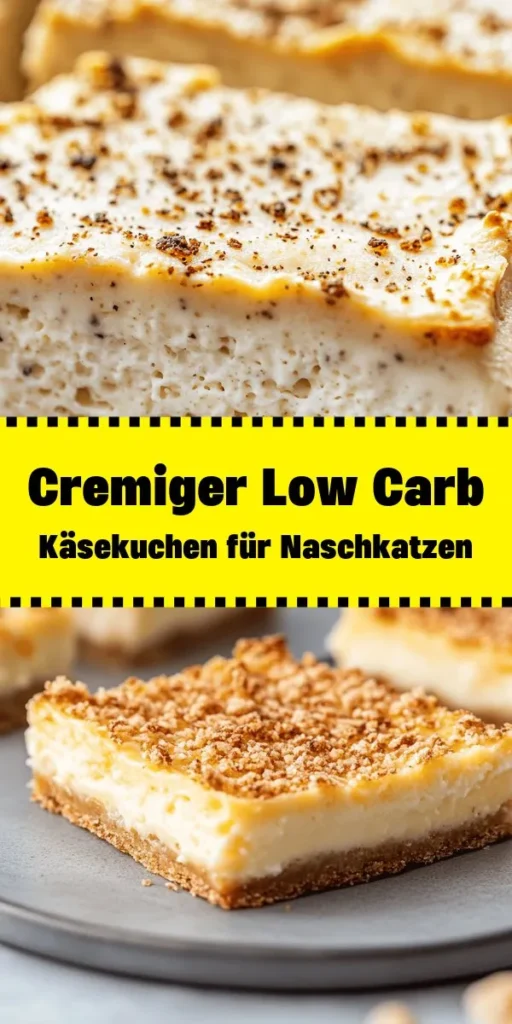 Dieser cremige Low Carb Käsekuchen ist die perfekte süße Verführung für alle, die auf ihre Kohlenhydrate achten! Mit Mandeln, Frischkäse und einem Hauch von Zitrone ist er nicht nur lecker, sondern auch einfach zuzubereiten. Der knusprige Boden aus Mandelmehl ergänzt die fluffige Füllung perfekt. Ideal für besondere Anlässe oder als gesunder Snack. Serviere ihn kalt mit frischen Beeren oder zuckerfreier Schokolade. Ein Genuss für jeden Gaumen!