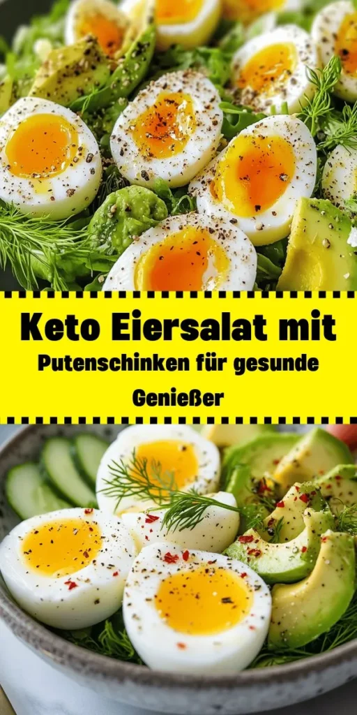 Entdecken Sie diesen köstlichen, ketofreundlichen Eiersalat mit leckerem Putenschinken! Perfekt für ein schnelles Mittagessen oder als Snack. Mit hartgekochten Eiern, frischen Kräutern und einer cremigen, zuckerfreien Mayonnaise vereint dieses Rezept gesunde Zutaten und unwiderstehlichen Geschmack. Fügen Sie optional Avocado für extra Cremigkeit hinzu. Ideal für Meal Prep - genießen Sie es kalt oder bei Raumtemperatur!