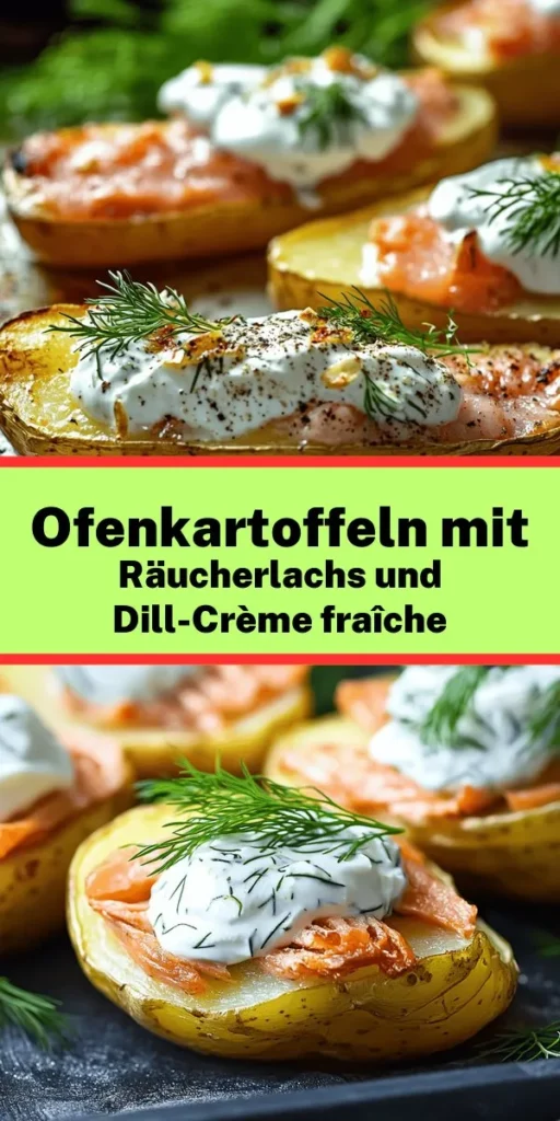 Verwöhne dich mit diesen leckeren Ofenkartoffeln mit Räucherlachs und Dill-Crème fraîche! Einfach zuzubereiten, sind sie perfekt für ein schnelles Abendessen oder als entspannter Snack mit Gästen. Die knusprigen Kartoffeln werden mit einer cremigen Dill-Soße und zartem Räucherlachs belegt, was für ein unvergessliches Geschmackserlebnis sorgt. Schau dir jetzt das Rezept an und überrasche deine Liebsten mit diesem köstlichen Gericht!