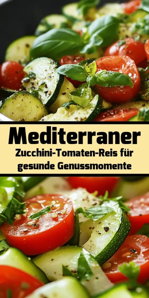 Entdecken Sie das Rezept für Zucchini-Tomaten-Reis mit mediterranem Flair! Dieses köstliche und gesunde Gericht kombiniert Langkornreis mit frischen Zucchini und Tomaten, abgerundet mit Oregano und Basilikum. Einfach zuzubereiten und perfekt als Hauptgericht oder Beilage. Fügen Sie optional zerbröckelten Feta-Käse hinzu, um den Geschmack zu intensivieren. Ideal für eine schnelle Mahlzeit unter der Woche! Perfekt für 4 Portionen in nur 35 Minuten.