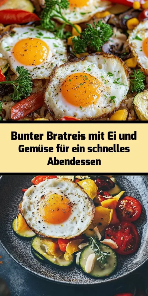 Entdecken Sie die Farben und Aromen unseres Bunter Bratreis mit Ei und Gemüse! Dieses einfache Rezept vereint duftenden Jasmin- oder Basmati-Reis mit frischem Gemüse wie Karotten, Paprika und Zucchini. Schnell zubereitet in nur 25 Minuten, ist es perfekt für eine gesunde Mahlzeit unter der Woche. Mit zarten Eiern und einer aromatischen Sojasauce wird es zum Genuss für die ganze Familie. Ein tolles Gericht, das sich leicht anpassen lässt!