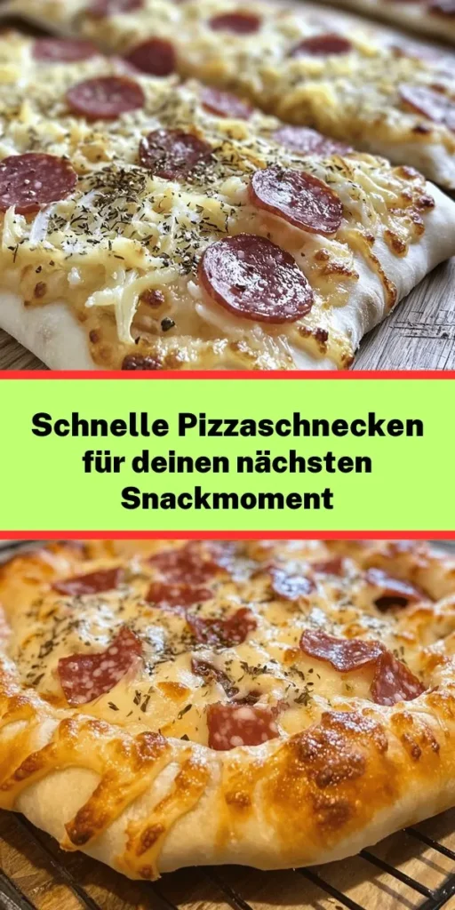 Entdecke das perfekte Party-Snack-Rezept mit diesen Blitz Pizzaschnecken! Mit nur wenigen Zutaten wie fertigem Pizzateig, köstlicher Tomatensauce, schmelzendem Mozzarella und deinem Lieblingsaufschnitt zauberst du in nur 30 Minuten leckere, goldbraune Schnecken. Ideal zum Teilen bei jedem Anlass – warm serviert sind sie der Hit! Einfach rollen, schneiden und genießen. Probiere es aus und bringe Abwechslung auf deinen Snackteller!