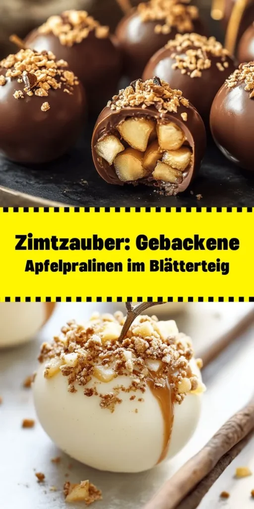Tauche ein in den Herbst mit diesen köstlichen gebackenen Apfelpralinen! Diese taumhaft gefüllten Äpfel, umhüllt von goldbraunem Blätterteig, sind eine wahre Geschmacksexplosion. Mit einer Mischung aus Marzipan, Nüssen und einer Prise Zimt sind sie der perfekte süße Snack. Ob warm oder bei Zimmertemperatur, diese Apfelpralinen sind ideal für jedes Dessertbuffet oder einfach zum Genießen. Probiere dieses einfache Rezept und überrasche deine Familie und Freunde!
