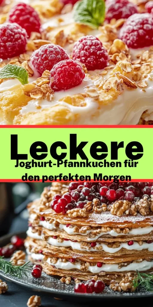 Starte deinen Tag mit diesen köstlichen Joghurt-Pfannkuchen im Müsli-Style! Diese gesunde und nahrhafte Rezeptkombination aus Haferflocken, griechischem Joghurt und frischen Zutaten wie Banane und Beeren ist sowohl einfach zuzubereiten als auch lecker. Nach nur 30 Minuten Vorbereitung und einer Stunde Gesamtzeit kannst du gleich vier Portionen genießen. Perfekt für ein nahrhaftes Frühstück, das Energie spendet und gut schmeckt!