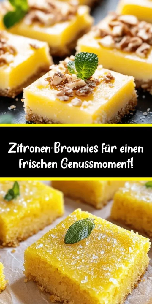 Entdecken Sie den erfrischenden Geschmack dieser Zitronen-Brownies! Mit saftigen Zitronen und einer cremigen Konsistenz sind diese Brownies der perfekte Sonnengenuss. Bereiten Sie sie schnell in nur 10 Minuten vor und backen Sie sie in 25-30 Minuten. Ideal für Partys oder zum Versüßen Ihres Nachmittagskaffees. Mit Puderzucker bestäubt, sind sie ein echter Hingucker! Bringen Sie mit diesem Rezept ein Stück Sonne auf Ihren Tisch.
