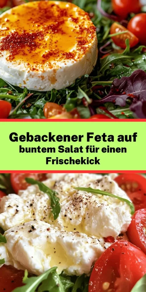 Entdecke das köstliche Rezept für Gebackenen Feta auf gemischtem Salat! Dieses Gericht vereint cremigen, goldbraunen Feta mit frischem Gemüse wie Tomaten, Gurken und Paprika. Mit einem Hauch von Oregano, Honig und Knoblauch verfeinert, ist es einfach zuzubereiten und perfekt für warme Tage. Einfach im Ofen backen, anrichten und genießen. Ideal als leichtes Mittagessen oder köstliches Abendessen! Schnapp dir die Zutaten und leg los!