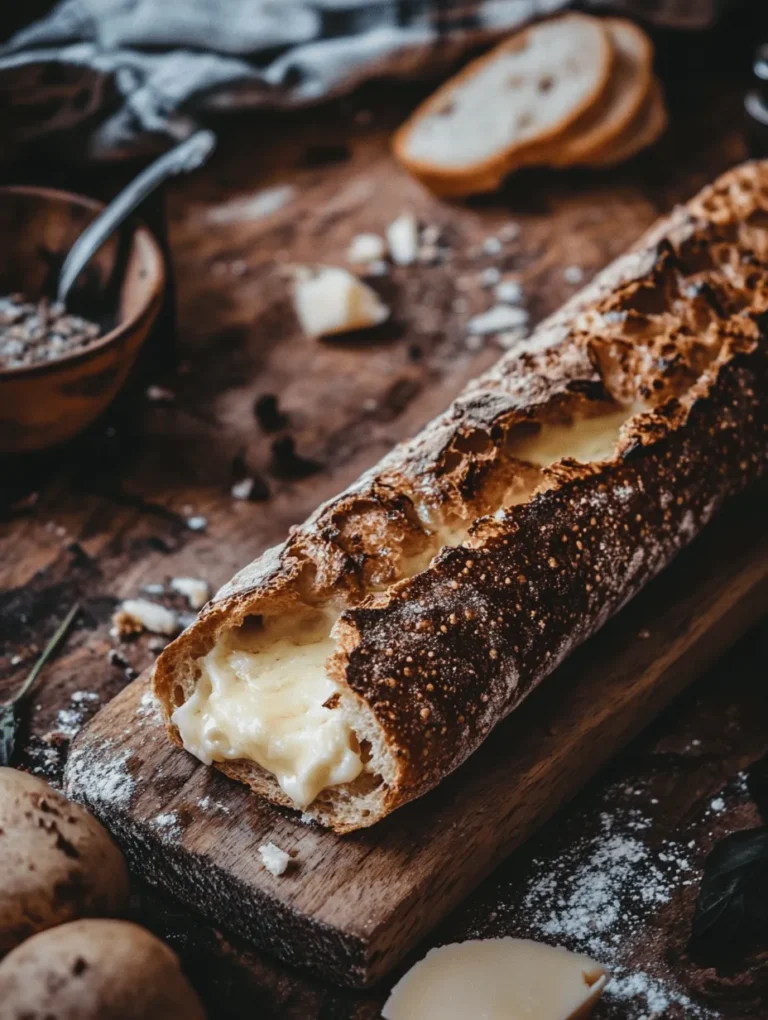 Das Käse-Knoblauch-Brot Deluxe ist die perfekte Kombination aus knusprigem Baguette, aromatischem Knoblauch und schmelzendem Käse. Diese köstliche Delikatesse ist nicht nur ein Genuss für den Gaumen, sondern auch ein wahrer Hochgenuss für die Sinne. Das Brot ist außen knusprig und innen weich, während der Käse beim Backen schmilzt und sich mit dem intensiven Aroma des Knoblauchs verbindet. Egal, ob als Beilage zu einem gemütlichen Abendessen oder als herzhaftes Snack-Highlight bei einer Feier, dieses Brot wird garantiert alle begeistern.