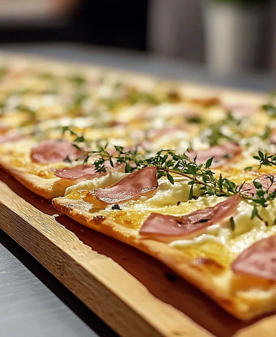 Der Flammkuchen, in der Region auch als Tarte flambée bekannt, ist ein wahrer Klassiker der elsässischen Küche und erfreut sich nicht nur in seiner Heimat, sondern auch über die Grenzen hinaus großer Beliebtheit. Dieses köstliche Gericht zeichnet sich durch seinen knusprigen, dünnen Teig aus, der mit einer cremigen Füllung aus Crème fraîche und Quark, zarten Speckwürfeln und aromatischen Zwiebeln belegt wird. Der Flammkuchen ist nicht nur eine wahre Gaumenfreude, sondern auch ein Gericht, das Geselligkeit und Genuss verkörpert. Ob bei einem gemütlichen Abendessen mit Freunden oder als Highlight einer Feier – der Flammkuchen ist immer eine gute Wahl.
