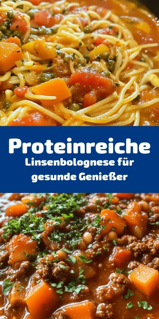 Genieße ein herzhaftes und proteinreiches veganes Gericht mit dieser köstlichen Linsenbolognese! Diese einfache und nahrhafte Rezeptur vereint grüne oder braune Linsen mit einer Auswahl an frischem Gemüse und aromatischen Gewürzen. Perfekt für Pasta-Liebhaber, kannst du es auch mit Vollkornspaghetti servieren. Ideal für eine gesunde Mahlzeit, die alle satt macht. Probiere es aus und überrasche deine Familie mit einer leckeren, pflanzlichen Bolognese!