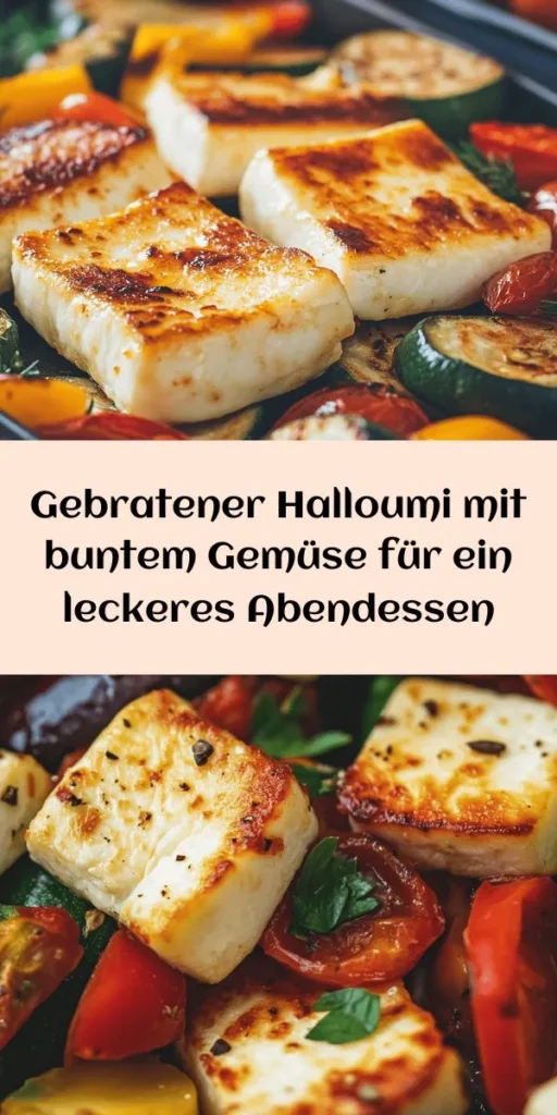 Entdecke das leckere Rezept für gebratenen Halloumi mit buntem Gemüse! Diese gesunde und farbenfrohe Mahlzeit wird in nur 30 Minuten zubereitet und macht nicht nur satt, sondern sieht auch toll aus. Halloumi wird knusprig gebraten und mit Zucchini, Paprika, Aubergine und Kirschtomaten kombiniert. Perfekt für ein schnelles Abendessen oder ein leichtes Mittagsgericht. Garniere es mit frischem Basilikum und optionalem Balsamico-Essig für den extra Kick!