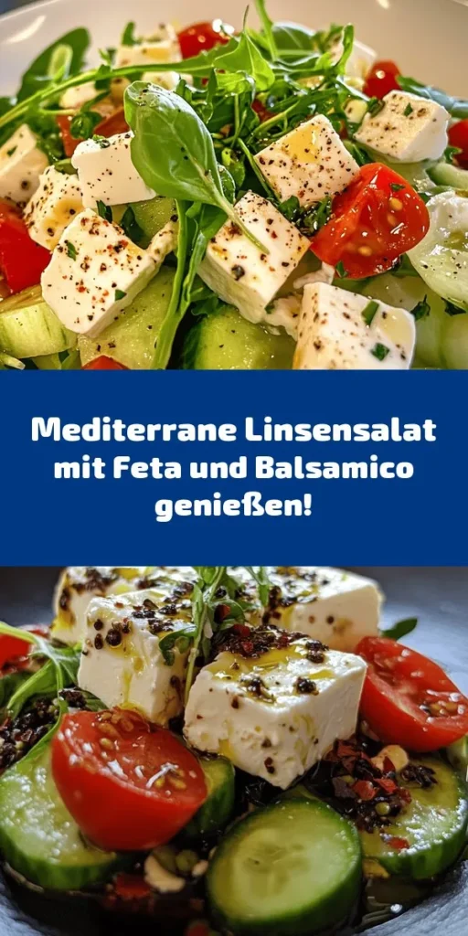 Entdecke die mediterrane Geschmacksexplosion mit diesem köstlichen Linsensalat mit Feta und Balsamico! Dieser proteinreiche Salat kombiniert grüne oder schwarze Linsen mit frischen Zutaten wie roter Paprika, Kirschtomaten und Gurke. Ein einfaches Dressing aus Balsamico und Olivenöl rundet das Ganze ab. Perfekt als leichtes Abendessen oder Beilage! Bereite ihn schnell in nur 15 Minuten vor und lass ihn 15 Minuten im Kühlschrank ziehen, um die Aromen zu entfalten. Ideal für 4 Portionen!