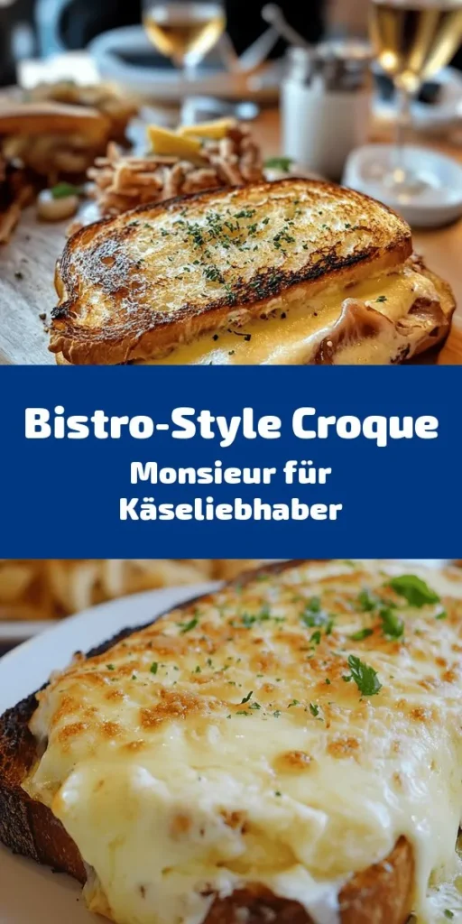 Entdecke den klassischen Croque Monsieur im Bistro-Stil! Dieses köstliche Rezept kombiniert knuspriges französisches Landbrot mit zartem Schinken und viel geschmolzenem Gruyère. Die cremige Bechamelsauce, verfeinert mit Dijon-Senf und Muskatnuss, macht jedes Bissen unwiderstehlich. Ideal für ein schnelles Mittagessen oder als Snack. Genieße es warm aus dem Ofen, garniert mit frischer Petersilie. Perfekt für feine Anlässe oder gemütliche Abende!