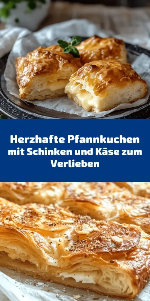 Entdecke dieses einfache Rezept für herzhafte Pfannkuchen mit Schinken und Käse! Diese leckeren Pfannkuchen sind perfekt für ein schnelles Mittagessen oder ein gemütliches Frühstück. In nur 30 Minuten bereit, schmiegen sich die goldbraunen Pfannkuchen mit herzhaftem Schinken, aromatischem Käse und frischer Petersilie auf den Teller. Serviere sie warm mit einem frischen Salat oder einem Klecks Sauerrahm. Ein Genuss, den die ganze Familie lieben wird!
