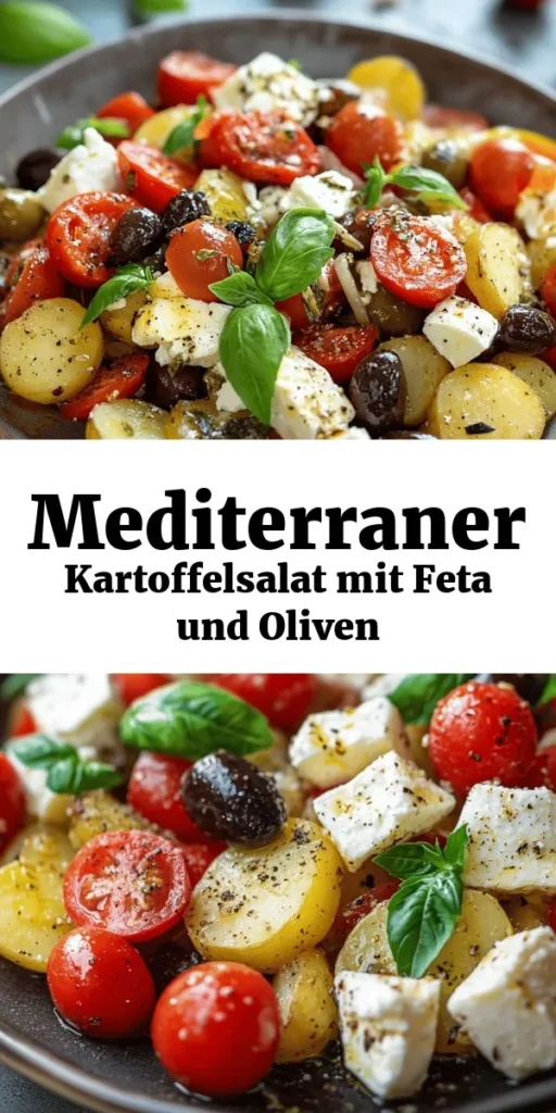 Entdecke diesen köstlichen Kartoffelsalat mit mediterranem Twist! Erfüllend und voller Geschmack, kombiniert er festkochende Kartoffeln, saftige Cherrytomaten, herzhafte Oliven und Feta-Käse in einem leckeren Dressing aus Olivenöl und Balsamico. Einfach zubereitet und perfekt für warme Tage oder als Beilage zu Grillgerichten. Lass ihn mindestens 30 Minuten durchziehen, um die Aromen voll zur Geltung zu bringen. Ideal für jede Gelegenheit!