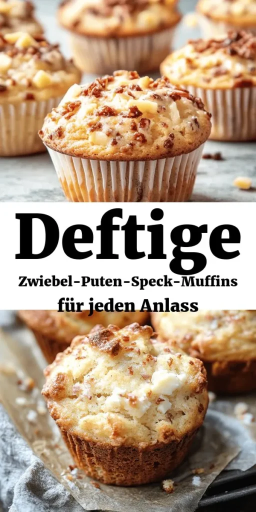 Entdecke die köstlichen Zwiebel-Puten-Speck-Muffins, perfekt für jedes Frühstück oder als Snack! Diese herzhaften Muffins kombinieren zarte Putenbrust mit knusprigem Speck und saftigen Zwiebeln, alles umhüllt von einem fluffigen Teig. Mit Käse und frischer Petersilie verfeinert, sind sie einfach zuzubereiten und bringen Abwechslung auf den Tisch. In nur 40 Minuten bereit, ideal für Meal Prep oder zum Teilen mit Freunden. Lass dich von diesem Rezept inspirieren!