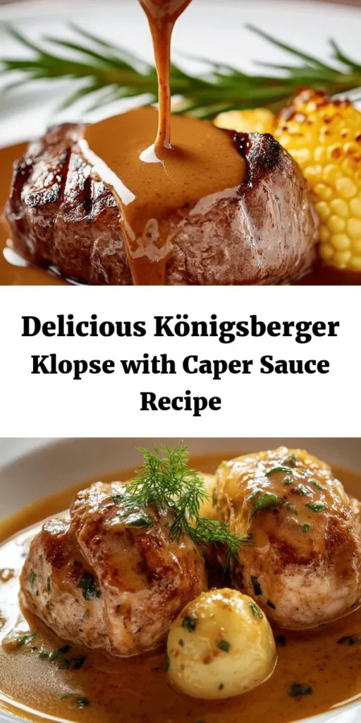 Entdecken Sie das köstliche Rezept für Königsberger Klopse mit Kapernsauce, ein klassisches Gericht aus der deutschen Küche! Diese herzhaften Hackfleischbällchen aus Rind und Schwein werden in einer cremigen Kapernsauce serviert, die dem Ganzen eine besondere Note verleiht. Perfekt für ein gemütliches Abendessen, kombiniert mit Salzkartoffeln oder frischem Brot. Bringen Sie ein Stück Deutschland auf Ihren Tisch und genießen Sie den einzigartigen Geschmack!
