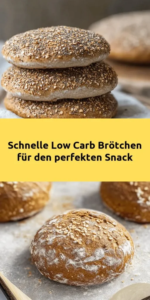Entdecke diese blitzschnellen Low Carb Brötchen, die perfekt für einen gesunden Snack sind! Mit Mandeln, Leinsamenmehl und griechischem Joghurt ist dieses Rezept einfach zuzubereiten. Du brauchst nur 10 Minuten Vorbereitungszeit und 20-25 Minuten im Ofen. Diese köstlichen Brötchen sind nicht nur low carb, sondern auch vielseitig – bestreue sie mit Sesam oder Chiasamen und verwende Kräuter der Provence für extra Geschmack. Ideal für jede Gelegenheit!