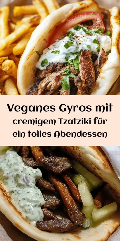 Entdecke dieses köstliche Rezept für veganes Gyros mit cremigem Tzatziki! Saftiger Seitan wird mit aromatischen Gewürzen mariniert und knusprig angebraten, perfekt für die Füllung von warmen Pitabrot. Das hausgemachte Tzatziki bringt mit pflanzlichem Joghurt und frischen Gurken einen erfrischenden Geschmack in diese Mahlzeit. Ideal für 4 Personen und in nur 30 Minuten vorbereitet. Perfekt für eine gesunde, pflanzliche Alternative!