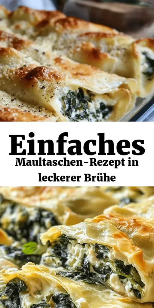 Entdecke das köstliche Rezept für Maultaschen in Brühe! Diese frisch gefüllten Teigtaschen, die perfekt mit einer selbstgemachten oder fertigen Gemüsebrühe harmonieren, sind einfach zuzubereiten. Das Anschwitzen von Zwiebeln und der Hauch von frisch geriebener Muskatnuss bringen herrliche Aromen. Verfeinere dein Gericht mit Spinat und frischen Kräutern. Ein perfektes, wärmendes Gericht für jede Gelegenheit. Probiere es aus!