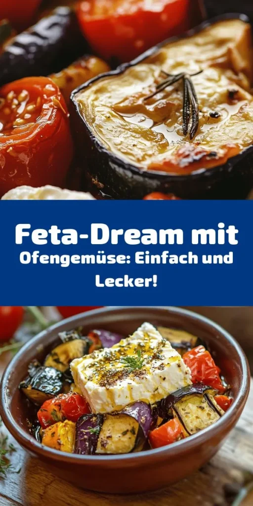 Versüße deinen Abend mit diesem mediterranen Feta-Traum mit Ofengemüse! Saftige Zucchini, Aubergine, Paprika und Kirschtomaten werden mit aromatischen Kräutern und Olivenöl mariniert, bevor sie zusammen mit würzigem Feta im Ofen goldbraun gebacken werden. Dieses einfache und köstliche Gericht ist perfekt für ein schnelles Dinner und lässt sich toll mit frischem Baguette oder Quinoa genießen. Ideal für 2-3 Portionen. Genieße die Aromen des Mittelmeers!