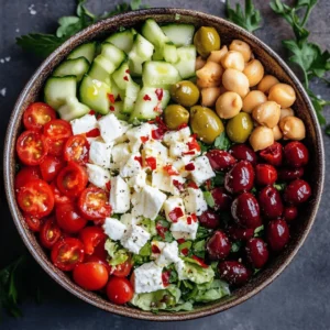 Um einen köstlichen und nahrhaften mediterranen Kichererbsen-Meal Prep-Salat zuzubereiten, benötigen Sie eine Auswahl an frischen Zutaten. Hier ist eine detaillierte Liste der benötigten Zutaten: