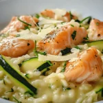 Bevor wir mit der Zubereitung beginnen, ist es wichtig, alle Zutaten bereit zu haben. Hier ist eine Übersicht der Hauptzutaten, die Sie für unser Zucchini-Lachs-Risotto benötigen: