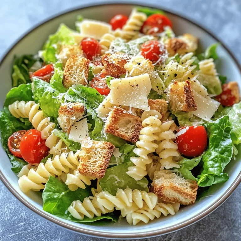 Der Caesar-Pasta-Salat mit knusprigen Croutons vereint die klassischen Aromen eines Caesar-Salates mit der Fülle und dem Sättigungseffekt von Pasta. Diese Kombination macht ihn zum idealen Gericht für jede Gelegenheit – ob als leichtes Mittagessen, als Beilage zu Grillfesten oder als herzhaftes Abendessen. Der frische, knackige Römersalat, die zarten Cherrytomaten und das cremige Caesar-Dressing harmonieren perfekt mit der Pasta, während die knusprigen Croutons eine unvergessliche Textur hinzufügen. In diesem Artikel werden wir das Rezept im Detail durchgehen, die Zutaten analysieren und Tipps zur Zubereitung geben, um sicherzustellen, dass Ihr Caesar-Pasta-Salat perfekt gelingt.