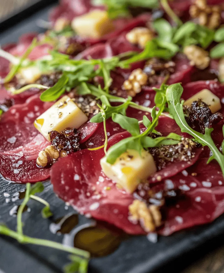 Rote Bete-Carpaccio ist nicht nur eine Augenweide, sondern auch ein kulinarisches Erlebnis, das sowohl den Gaumen als auch das Herz erfreut. Diese kreative Vorspeise ist die perfekte Symbiose aus erdigen, süßen Aromen der Rote Bete, der cremigen Textur von Ziegenkäse und dem knackigen Biss von Walnüssen. Dieses Gericht ist nicht nur für besondere Anlässe geeignet, sondern auch eine hervorragende Möglichkeit, um Deine Gäste mit einer gesunden und appetitlichen Vorspeise zu überraschen.