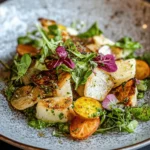 Was macht diesen Kartoffelsalat so besonders? Es ist die Kombination aus frisch gekochten, festkochenden Kartoffeln, knackigem Gemüse und einer aromatischen Vinaigrette, die zusammen ein harmonisches Geschmacksbild ergeben. Durch die Zugabe von knusprigen Speckwürfeln und einer raffinierten Vinaigrette wird dieser Salat nicht nur zum Gaumenschmaus, sondern auch zum optischen Highlight auf jedem Tisch. Die frischen Zutaten sorgen nicht nur für einen tollen Geschmack, sondern auch für eine ansprechende Optik – ein echter Hingucker auf jedem Buffet oder Grillfest.