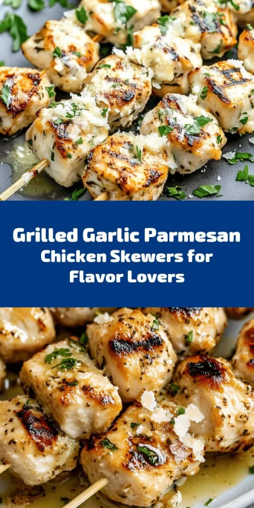 Get ready for a flavor explosion with these Grilled Ranch Garlic Parmesan Chicken Skewers! Juicy chicken cubes marinated in a tangy ranch dressing with garlic, paprika, and Italian herbs create mouthwatering bites. Grill them to perfection, sprinkle with fresh Parmesan, and garnish with parsley for a delicious finish. Perfect for summer BBQs or as a tasty appetizer. Easy to make and sure to impress your guests!