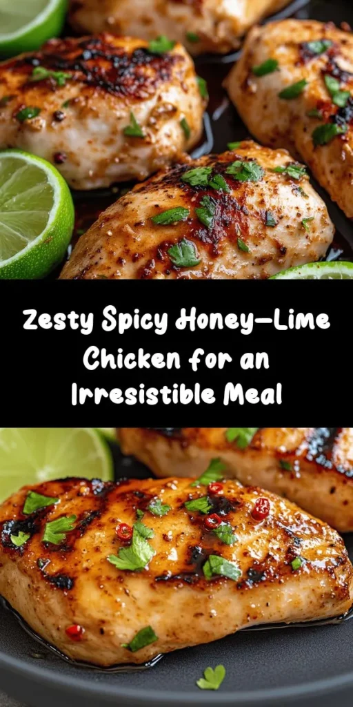 Entdecke das Rezept für köstliches Spicy Honey-Lime Chicken! Diese süß-scharfe Mischung aus wahren Geschmackskomponenten wird mit Hähnchenbrustfilets, Honig, Limette und einem Hauch Chili zubereitet. Nach einer kurzen Marinierzeit wird das Hähnchen gegrillt, bis es perfekt zart und saftig ist. Serviere es mit frischem Koriander und Limettenscheiben für den ultimativen Genuss. Ein schnelles und einfaches Gericht für 4 Personen, ideal für dein nächstes Abendessen!