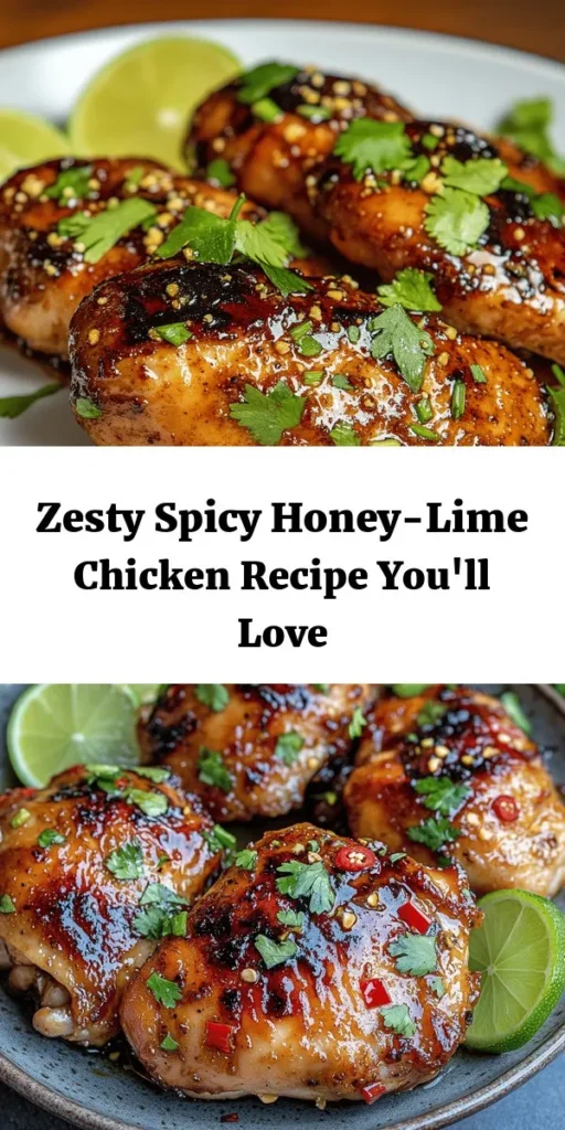 Entdecke das aufregende Rezept für Spicy Honey-Lime Chicken! Dieses würzige Gericht kombiniert zarte Hähnchenbrustfilets mit einer köstlichen Marinade aus Honig, Limette und Gewürzen, die für ein unvergleichliches Geschmackserlebnis sorgt. Ideal für ein schnelles Abendessen, das die ganze Familie lieben wird! Serviere es mit Reis oder gegrilltem Gemüse und genieße die Aromen. Perfekt für durch den Tag!