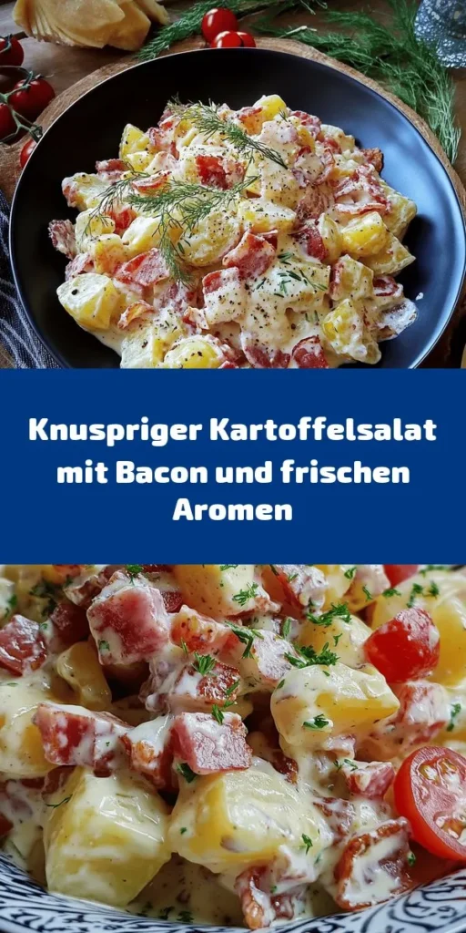 Entdecke das Rezept für knusprigen Kartoffelsalat, das nicht nur lecker, sondern auch einfach zuzubereiten ist! Mit festkochenden Kartoffeln, knusprigem Bacon, frischem Gemüse und einer cremigen Mayonnaise-Senf-Soße ist dieser Salat der perfekte Begleiter für Grillpartys oder als leichtes Abendessen. Mit Parmesan und gerösteten Pinienkernen wird er zum echten Highlight auf deinem Tisch. Probiere ihn aus und genieße die Aromen!