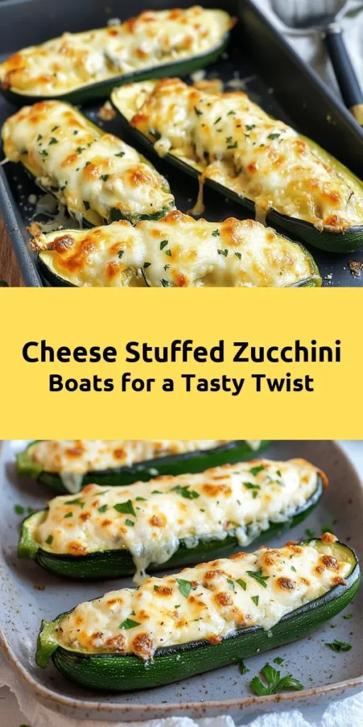 Discover the deliciousness of cheese-stuffed zucchini boats, perfect for a healthy meal or side dish! With creamy cream cheese, melty mozzarella, and a hint of sun-dried tomatoes, this recipe is easy to follow and packed with flavor. Simply hollow out zucchini, mix a cheesy filling with aromatic herbs, and bake to golden perfection. In just 35 minutes, you can enjoy this delightful dish garnished with fresh parsley or basil. A tasty way to enjoy veggies!