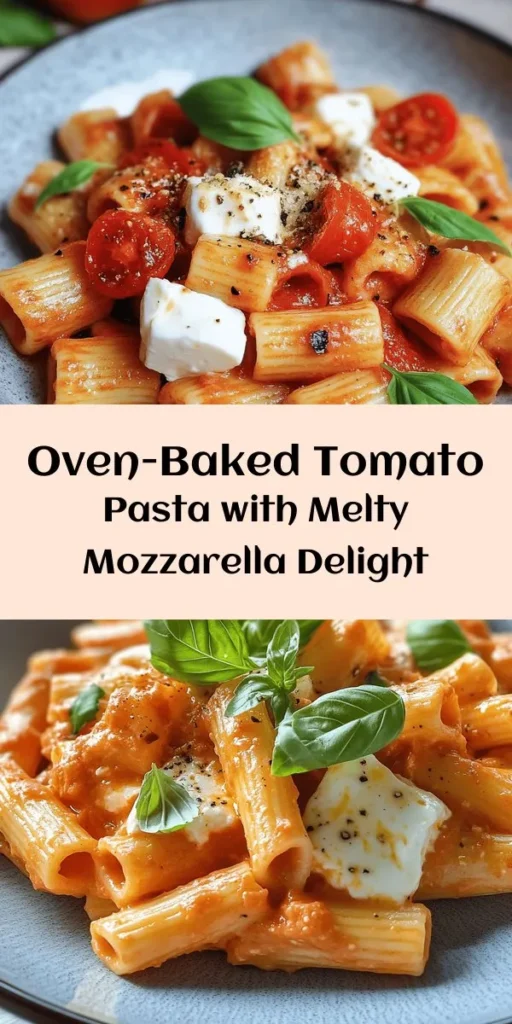 Entdecken Sie diese köstliche Pasta mit Ofentomatensauce und schmelzendem Mozzarella! Mit saftigen Tomaten, aromatischem Knoblauch und frischem Basilikum bringt dieses Gericht den Geschmack des Sommers auf Ihren Tisch. Egal ob für ein schnelles Abendessen oder ein geselliges Zusammensein mit Freunden, diese Rezeptidee ist einfach und unwiderstehlich. Perfekt serviert mit Parmesan für ein noch besseres Geschmackserlebnis. Genießen Sie es warm!