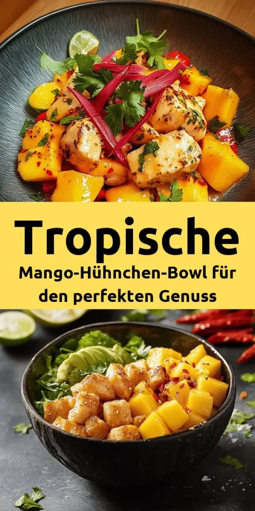 Genieße die Aromen der Tropen mit dieser köstlichen Mango-Hühnchen-Bowl! Zarte Hähnchenbrustfilets werden im Crockpot mit würzigen Mangos, Paprika, Zwiebeln und einer cremigen Kokossoße gegart. Perfekt für ein entspanntes Abendessen, das einfach zuzubereiten ist. Serviere es mit Quinoa oder Reis und einem Hauch frischem Koriander für das gewisse Extra. Ein gesundes, sättigendes Gericht, das jeden begeistert! Ideal für Meal Prep oder als Familienmahl.