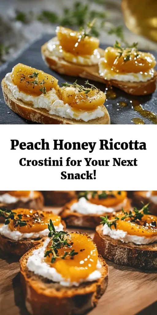 Entdecke das perfekte Sommer-Snack-Rezept mit diesen Honig-Ricotta-Pfirsich-Crostini! Mit knusprigem Baguette, cremiger Ricotta, saftigen Pfirsichen und einem Hauch von Thymian sind sie ideal für jede Gelegenheit. In nur 20 Minuten zubereitet, verleihen sie deinem Tisch einen frischen, geschmackvollen Akzent. Einfach rösten, belegen und genießen. Mach dir einen kleinen Snack oder serviere sie bei deiner nächsten Feier!