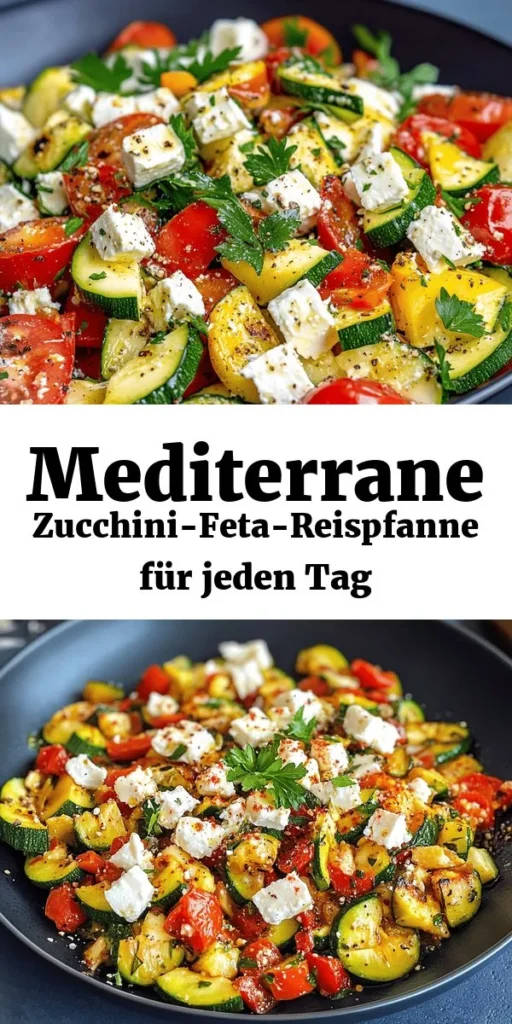 Entdecke das mediterrane Flair mit dieser köstlichen Zucchini-Feta-Reispfanne! Dieses einfache und gesunde Rezept vereint aromatischen Langkornreis, frisches Gemüse und cremigen Feta zu einem perfekten Gericht für jede Gelegenheit. In nur 25 Minuten zauberst du eine leckere Mahlzeit für die ganze Familie. Garniert mit frischen Kräutern und einem Spritzer Zitronensaft begeistert es sowohl Hobbyköche als auch Feinschmecker. Enjoy!
