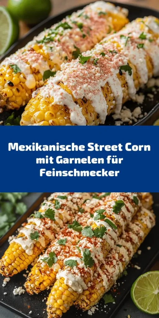 Erlebe den köstlichen Genuss von mexikanischem Street Corn mit Garnelen! Diese einfache Anleitung führt dich durch die Zubereitung von perfekt gegrilltem Mais, kombiniert mit saftigen, gewürzten Garnelen. Angereichert mit Feta, Parmesan und frischem Koriander, ist dieses Gericht nicht nur ein Fest für die Sinne, sondern auch ideal für gesellige Abende. In nur 30 Minuten servierfertig – die perfekte Balance aus Aromen und Texturen!